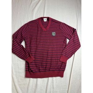 Vintage Y2K Lacoste Sweater Mens Size 5 Large Red Blue Striped Crest Logo Preppy